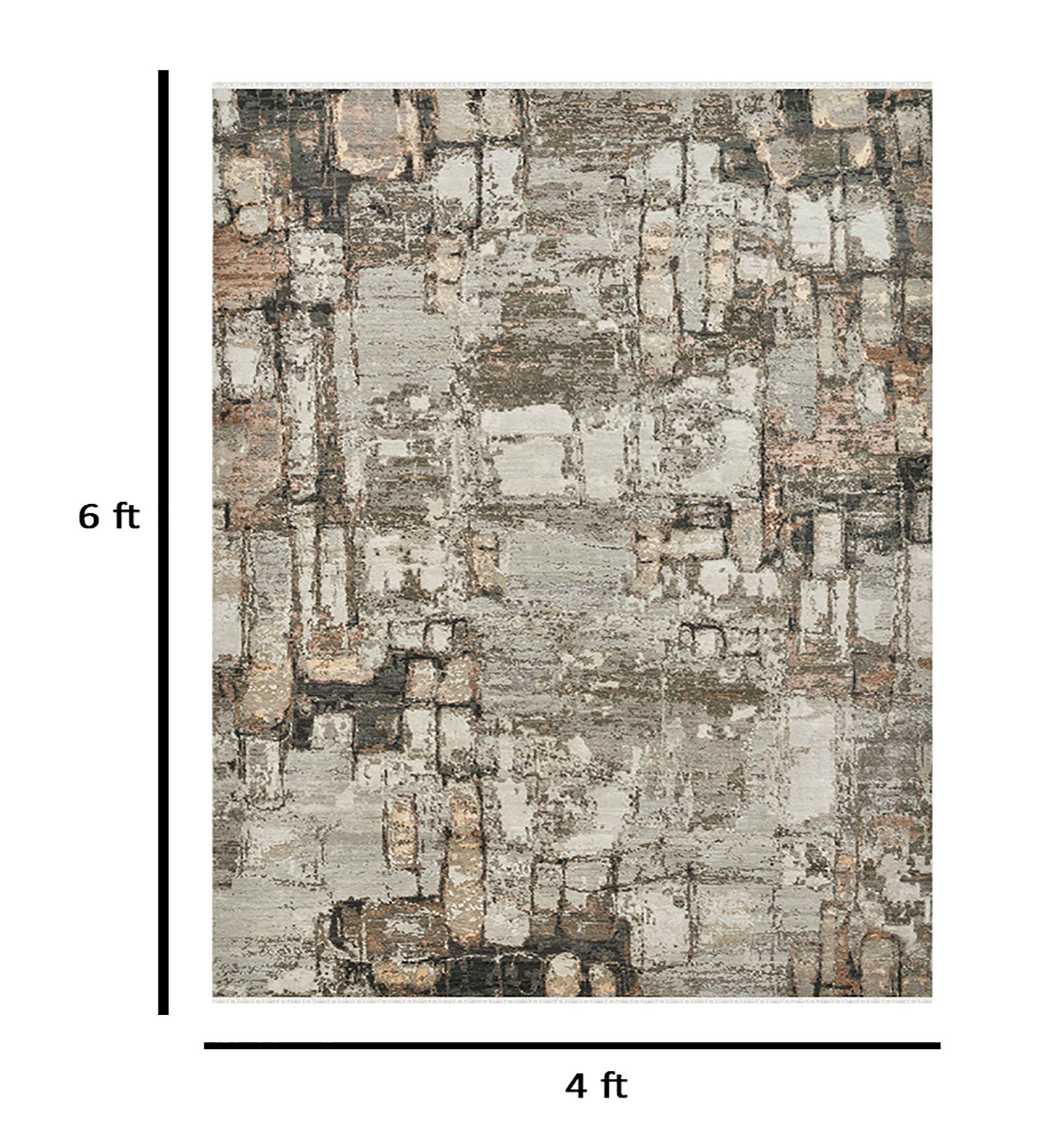 Ensemble Modern Pattern Hand Knotted  Rectangle Anti-Skid Designer Carpet, Prayer Rug For Office Cabins, Small Living Spaces - 4'x6'