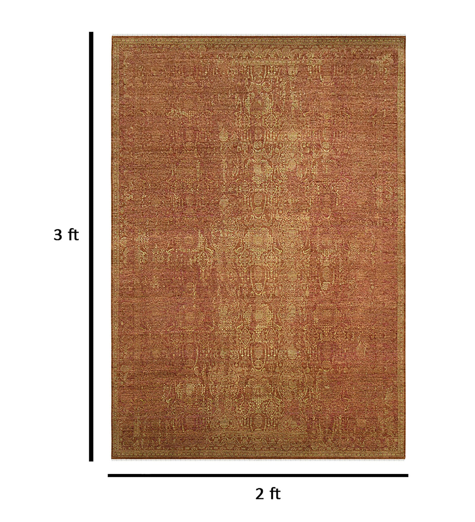 Kohinoor Traditional Pattern Hand Knotted  Rectangle Anti-Skid Designer Carpet, Prayer Rug For Office Cabins, Small Living Spaces - 2'X3'