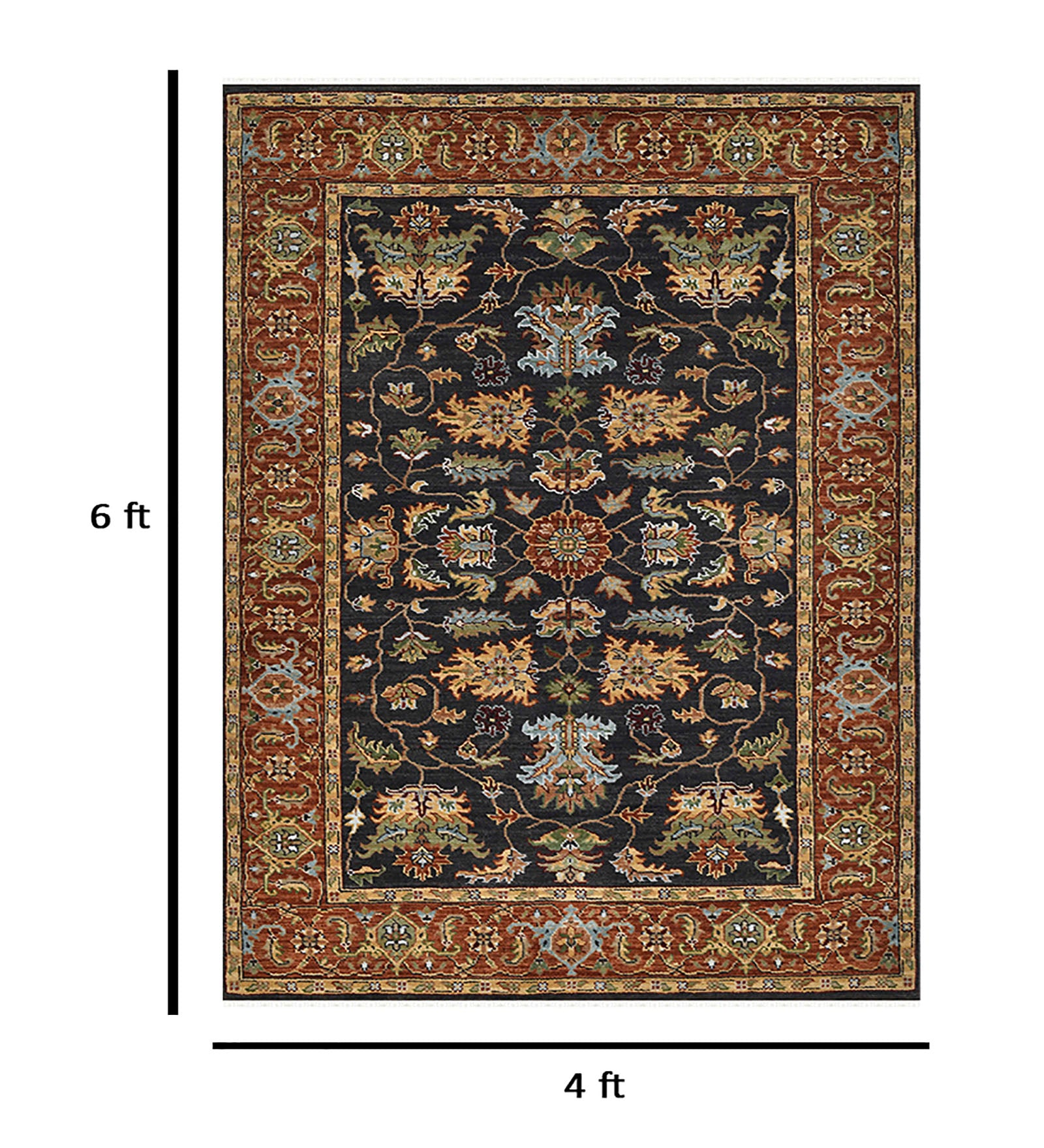 Creneau Traditional Pattern Hand Knotted  Rectangle Anti-Skid Designer Carpet, Prayer Rug For Office Cabins, Small Living Spaces - 4'x6'