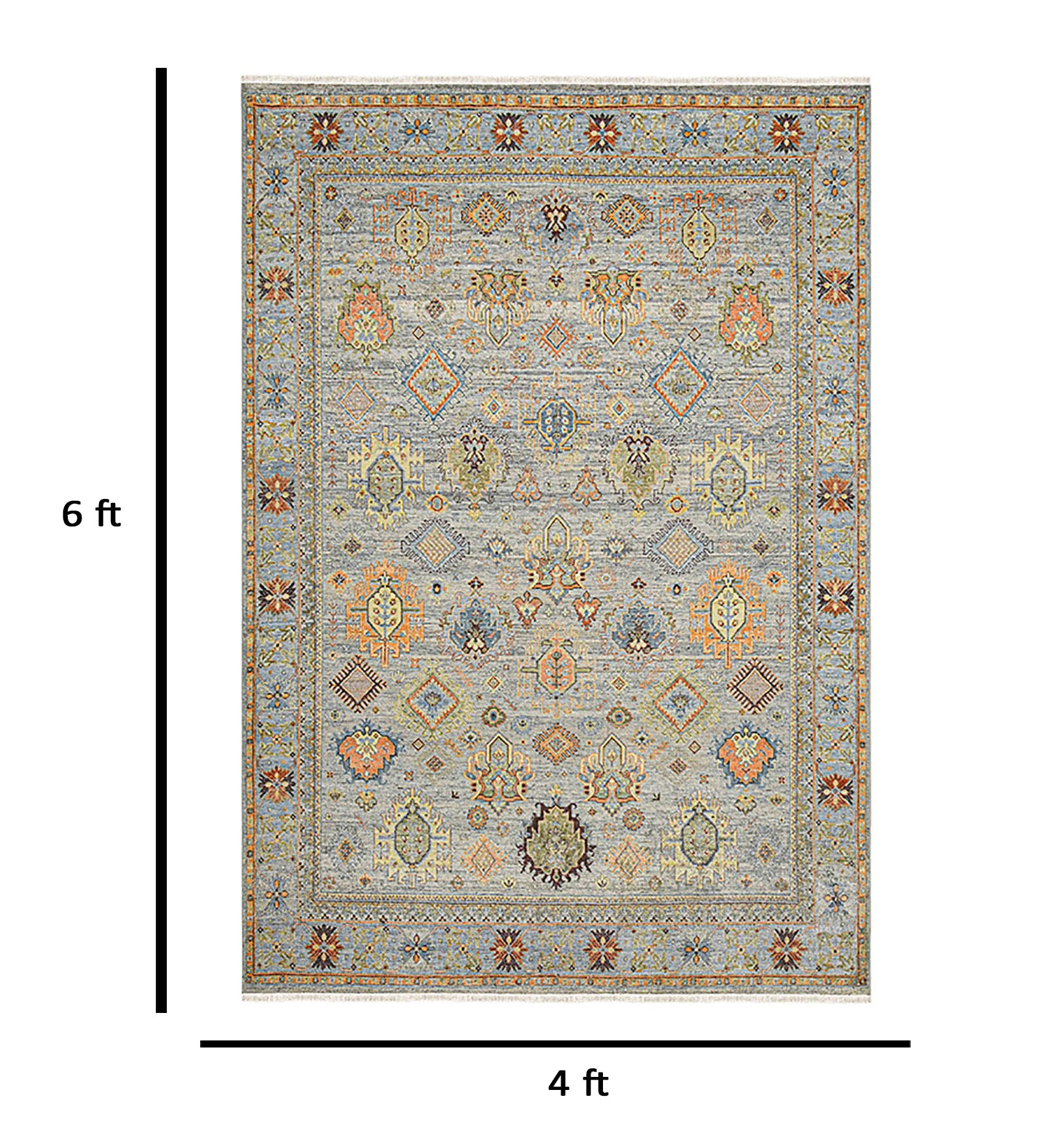 Mahal Traditional Pattern Hand Knotted  Rectangle Anti-Skid Designer Carpet, Prayer Rug For Office Cabins, Small Living Spaces - 4'x6'