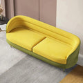 Jocelyn Yellow & Green Velvet Upholstered Sofa for 3 Seaters with Gold Legs