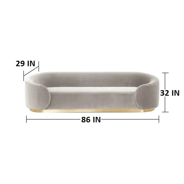 Ronald Gray 3-Seater Sofa Upholstered Velvet Sofa Pillows