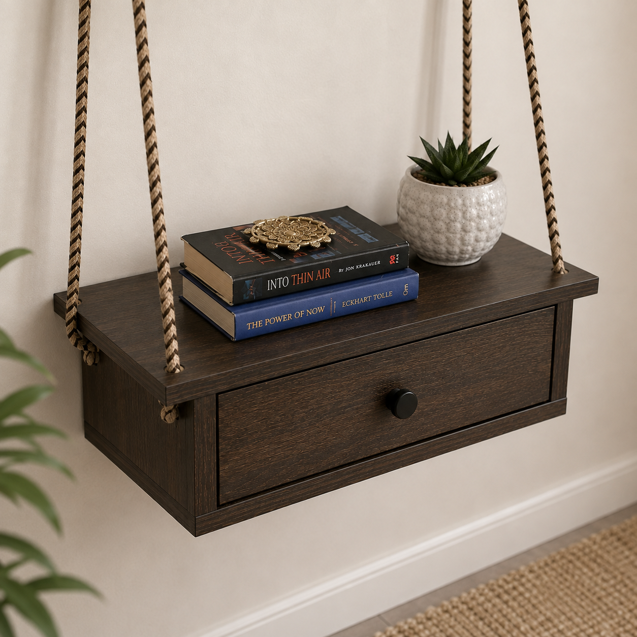 Ouch Cart Rustic Wooden Hanging Wall Shelf