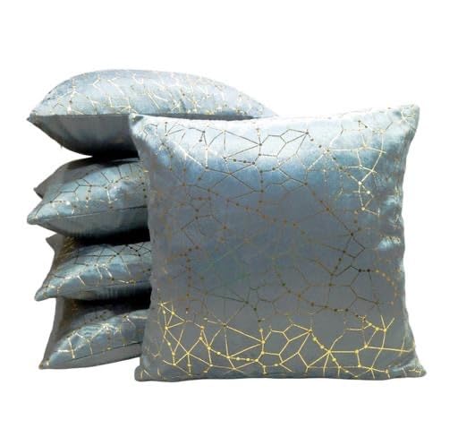 Geometric Velvet Cushion Covers, 16 x 16 Inch, Set of 5