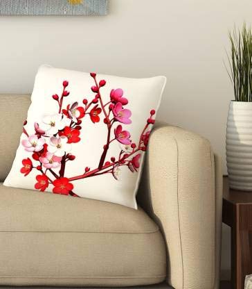 Voguish Floral Satin Cushion Covers, 16 x 16 Inch, Set of 5
