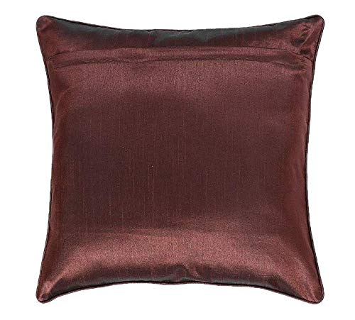 Classic Brown & Gold Silk Cushion Covers 16 x 16 Inch, Striped Design, Set of 5