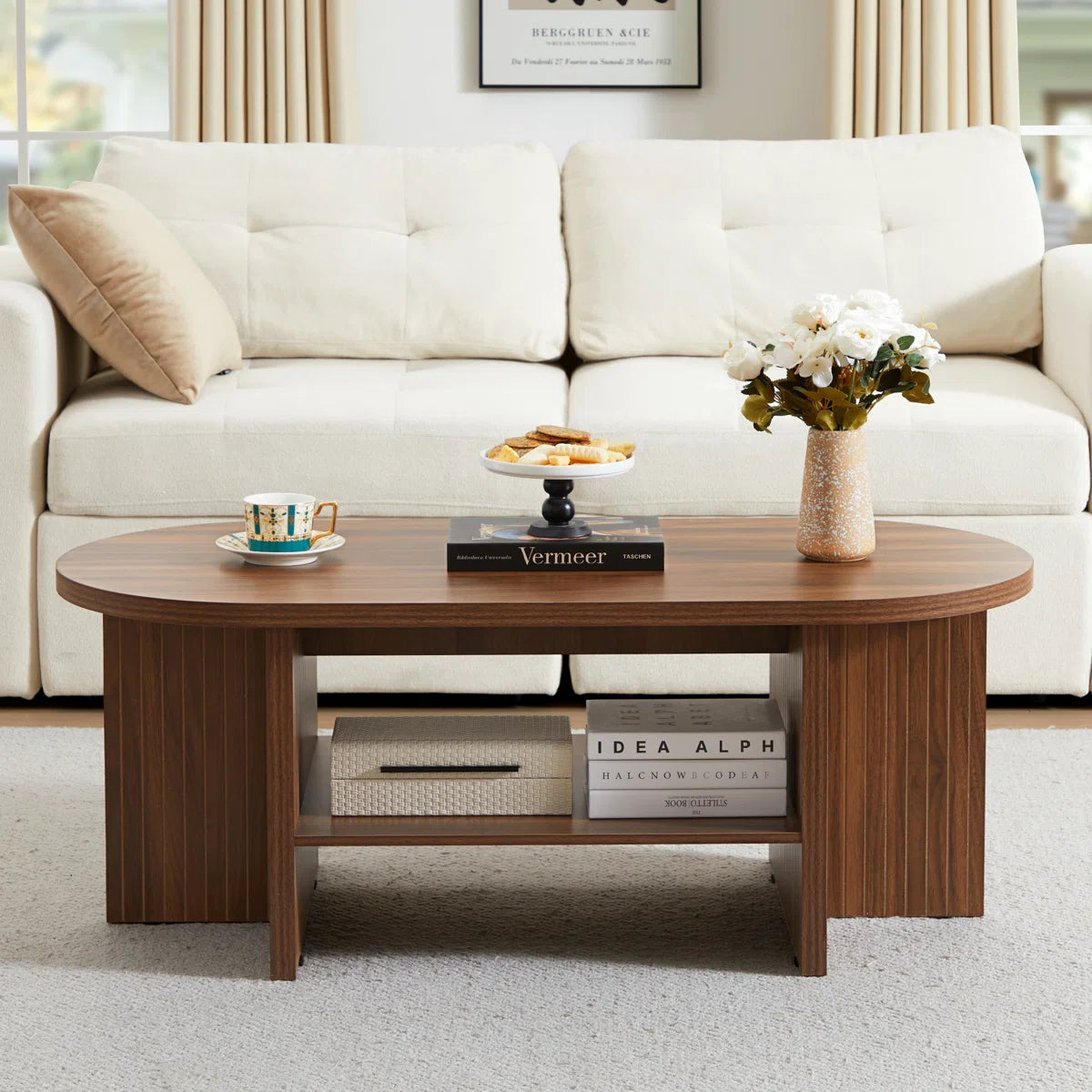 43.31'' Oval Shaped Coffee Table With Storage