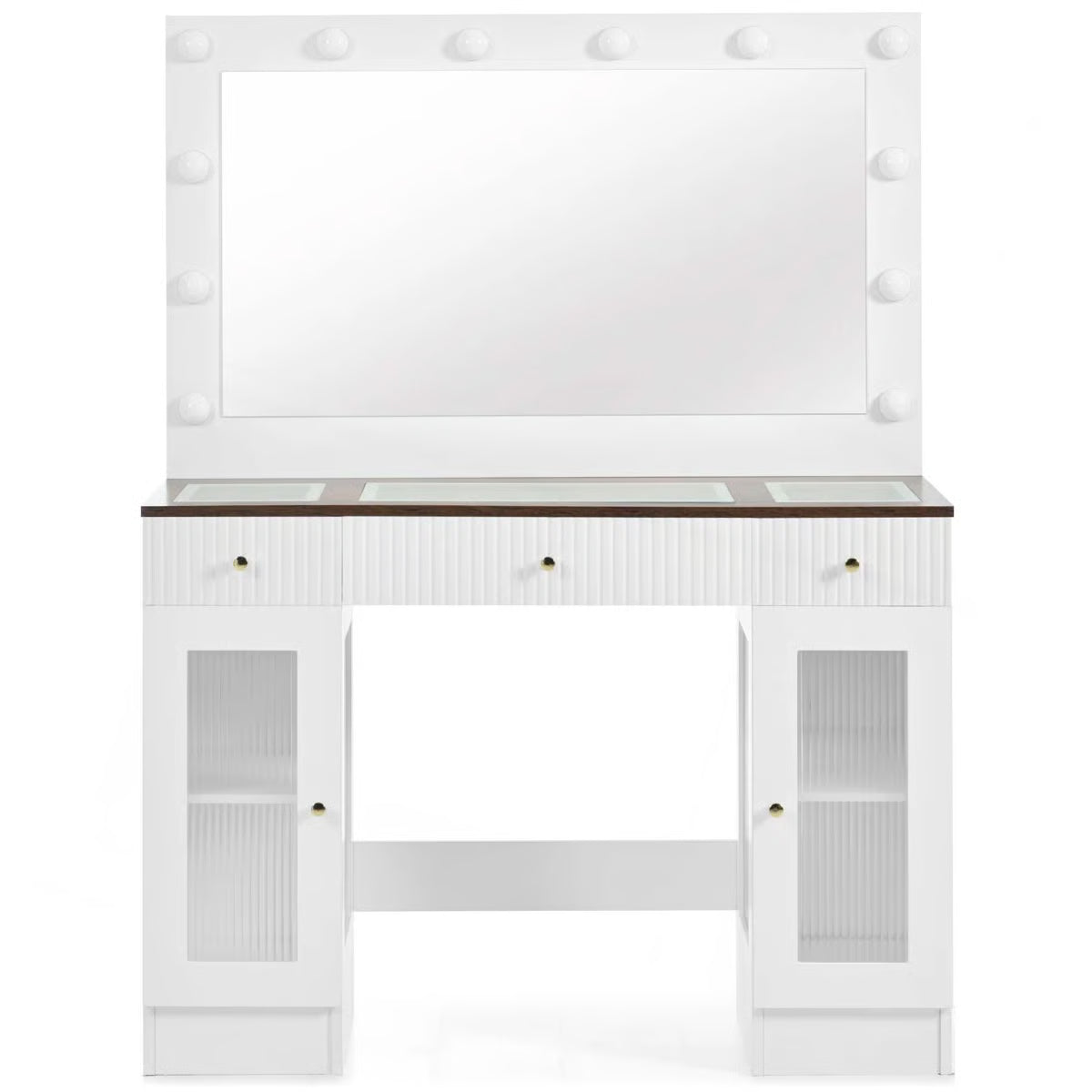 43.3''Large Dressing Table, Vanity Desk With Large Mirror And Lights 3 Colors- OUCH CART | Dressing table 