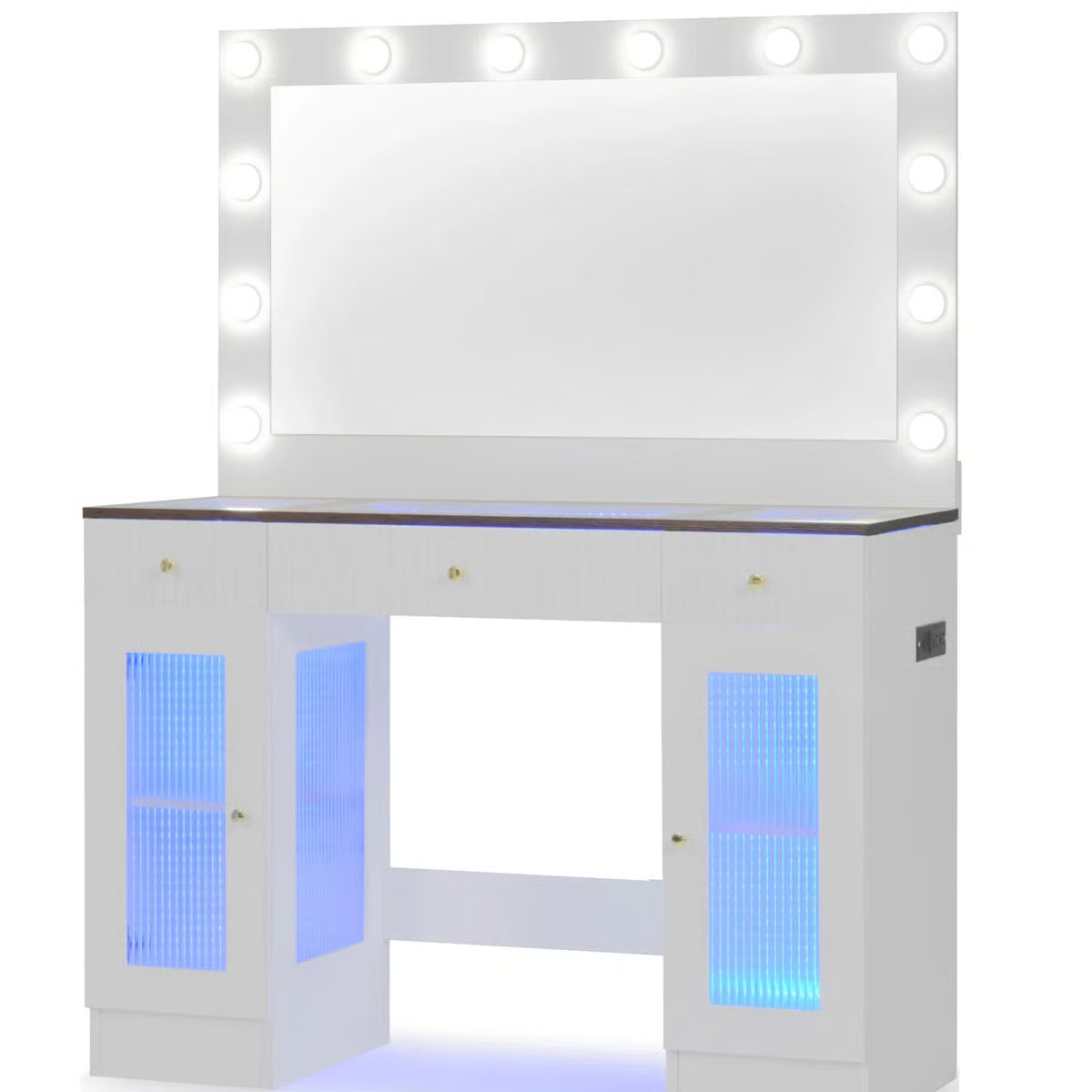 43.3''Large Dressing Table, Vanity Desk With Large Mirror And Lights 3 Colors- OUCH CART | Dressing table 
