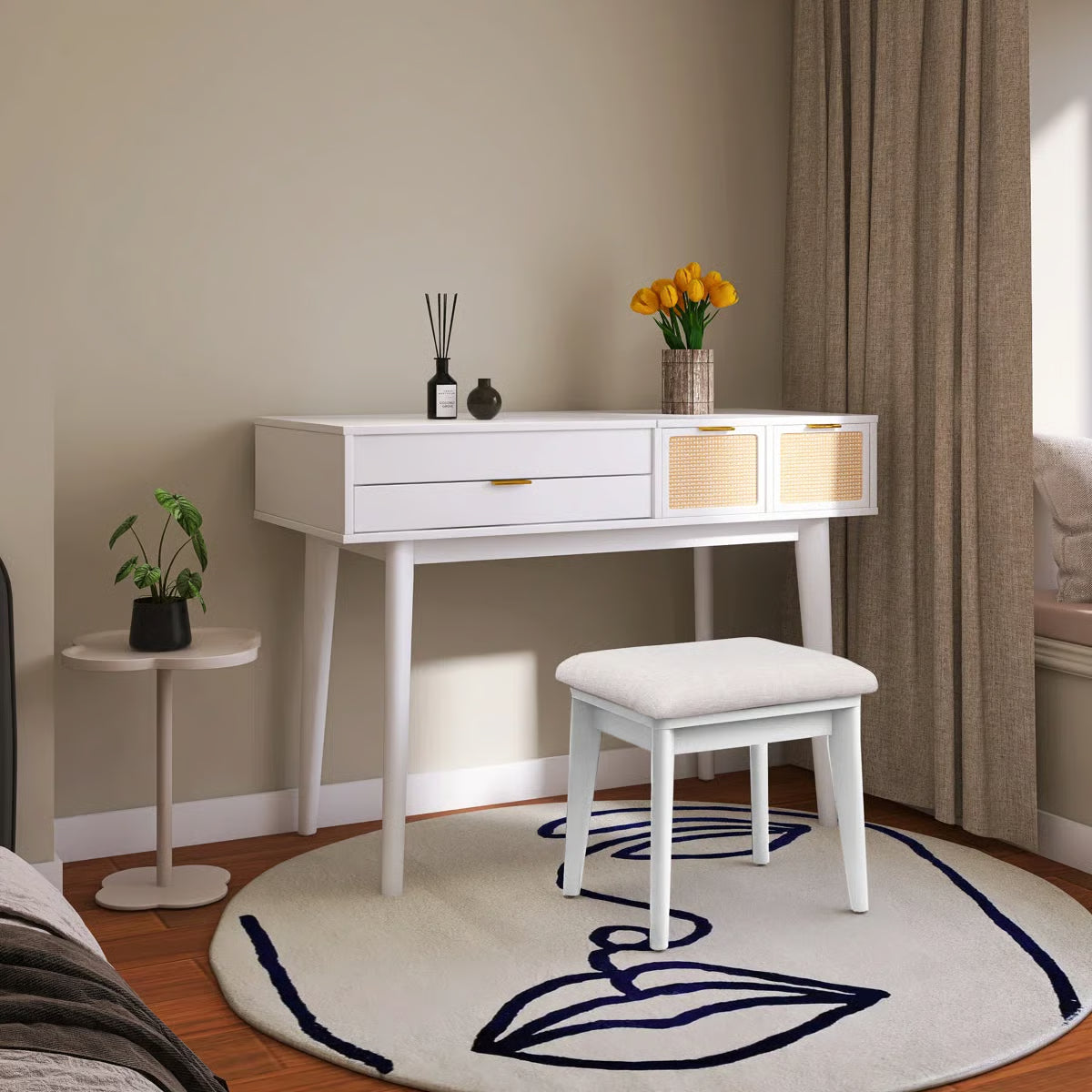 43.3" Classic Makeup Vanity – Elegant Wooden Vanity Desk with Storage-OUCH CART |Dressng table