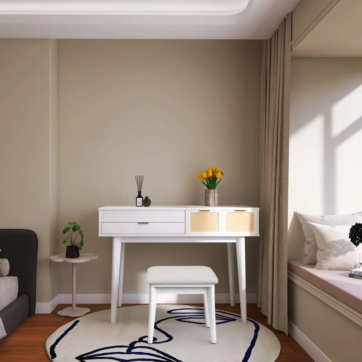 43.3" Classic Makeup Vanity – Elegant Wooden Vanity Desk with Storage