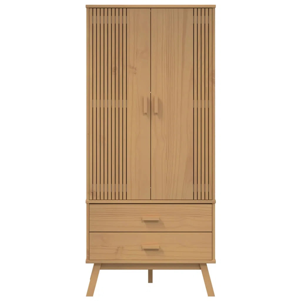Pine Wood Armoire Spacious Solid Wood Wardrobe with Elegant Finish-OUCH CART | Wardrobe 
