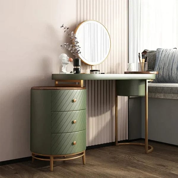 Oceana Makeup Vanity Table With Mirror, Dressing Table With Stool, Vanity Dressing Table Home Dressers Bedroom Furniture Moveable Bedside Table with Wooden Dressing Table Cabinet