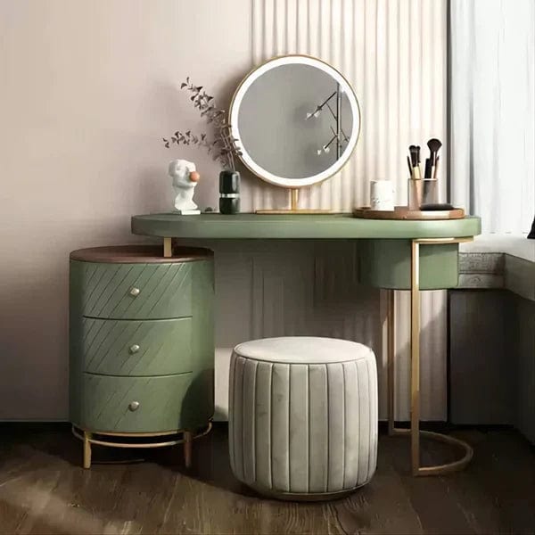 Oceana Makeup Vanity Table With Mirror, Dressing Table With Stool, Vanity Dressing Table Home Dressers Bedroom Furniture Moveable Bedside Table with Wooden Dressing Table Cabinet
