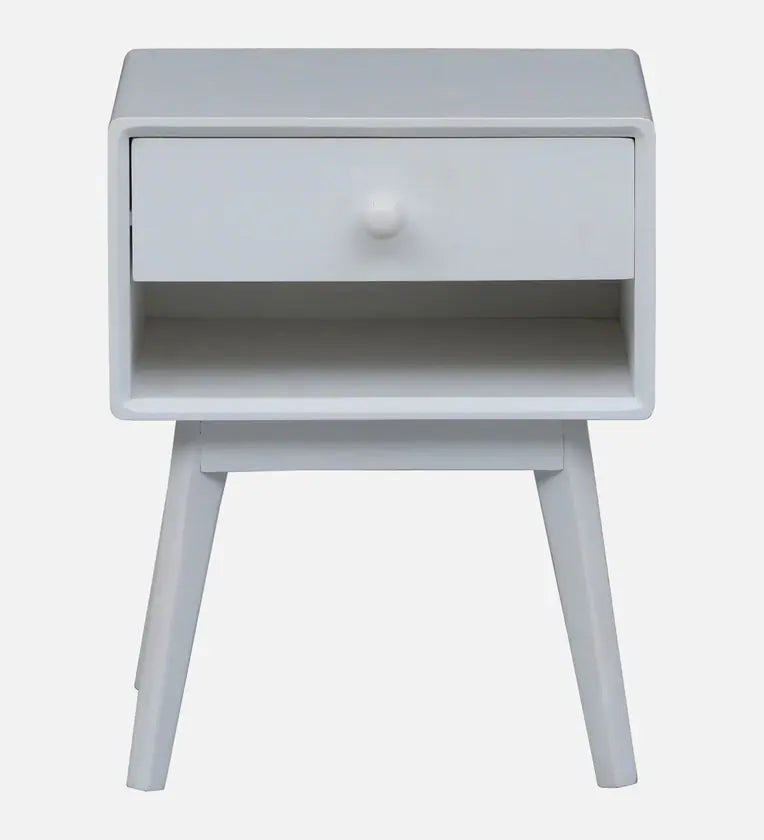 Solid Wood Bedside Table in White Finish