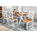 White wave Solid Wood Six Seater Dining Set with Bench , Rustic Dining Set (Dining Set 6 Seater)