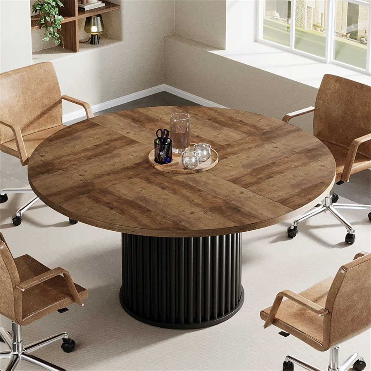 47-inch Round Conference Table For 4-OUCH CART 