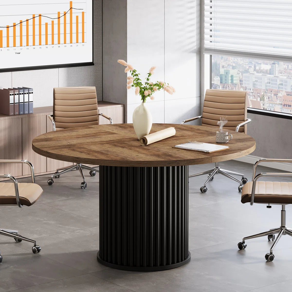 47-inch Round Conference Table For 4