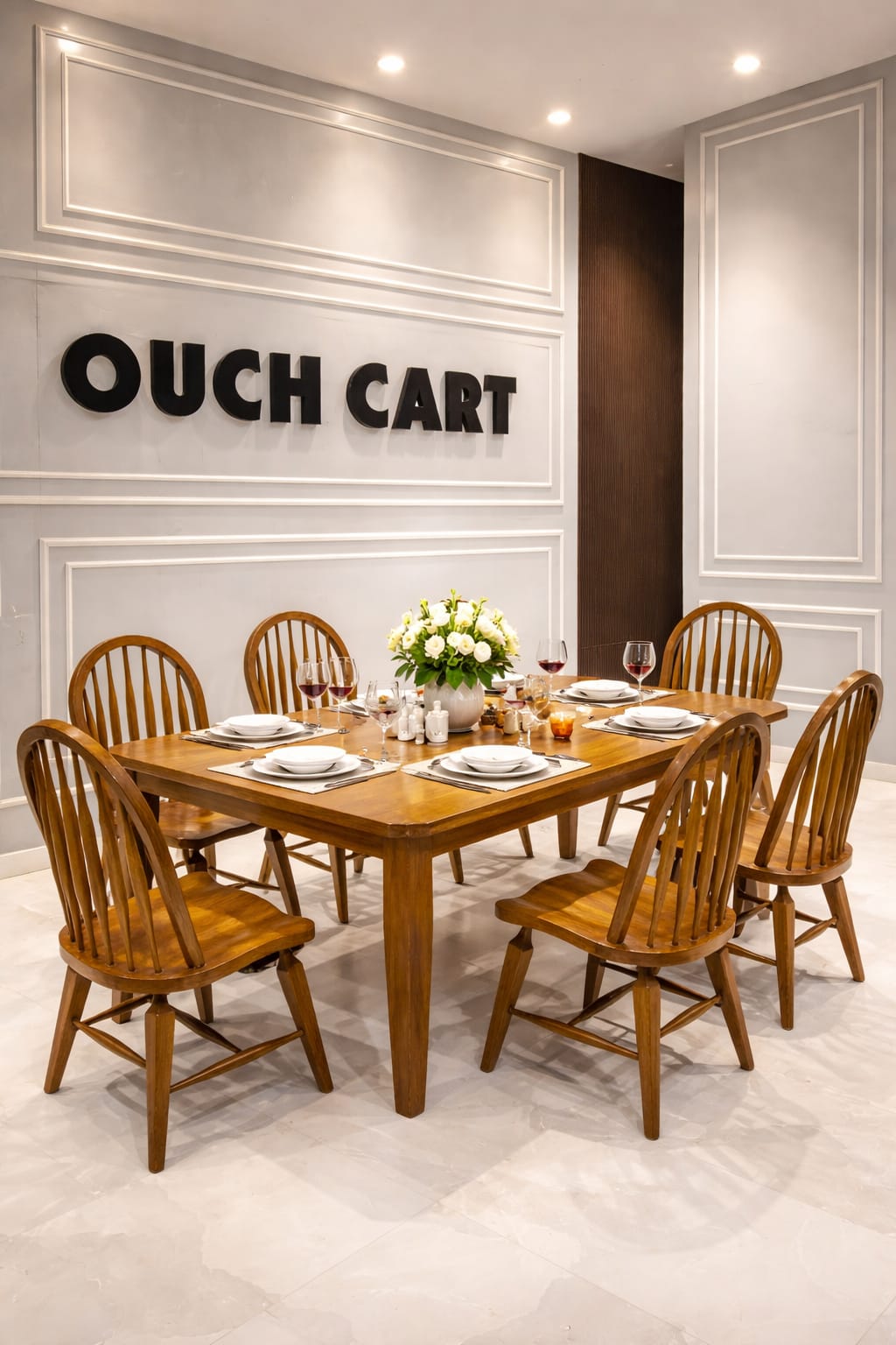 Solid Wood 6 Seater Dining Table Set with Windsor Back Chairs – Natural Oak Finish