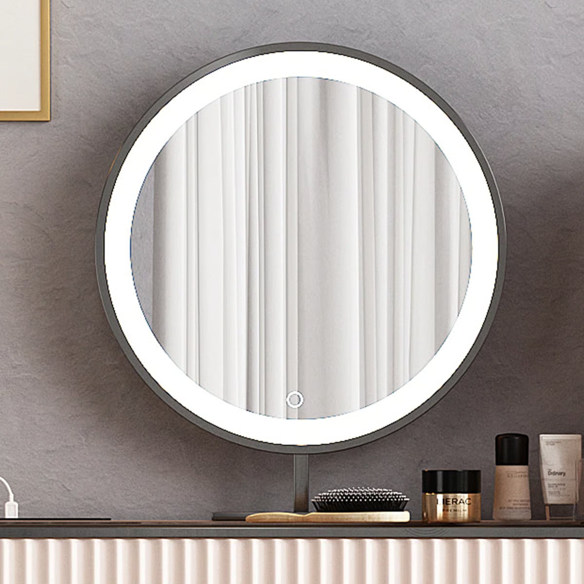 47'' High-quality Makeup Vanity set,Power Outlet, Glass Top,5-drawer,Very easy to assemble,Includes makeup stool