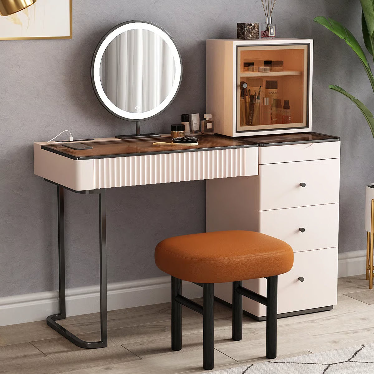 47'' High-quality Makeup Vanity set,Power Outle- OUCH CART | Dressing table 