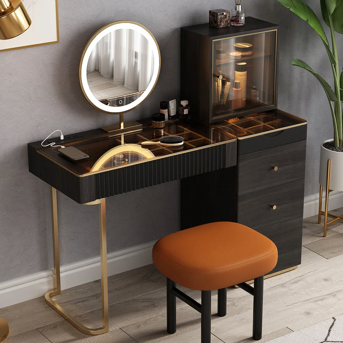 47'' High-quality Makeup Vanity set,Power Outle- OUCH CART | Dressing table 
