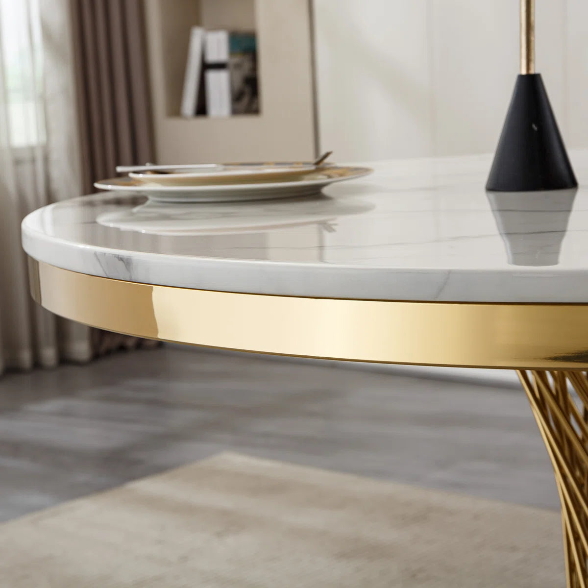 47" 6 - Person Round Marble Dining Table set