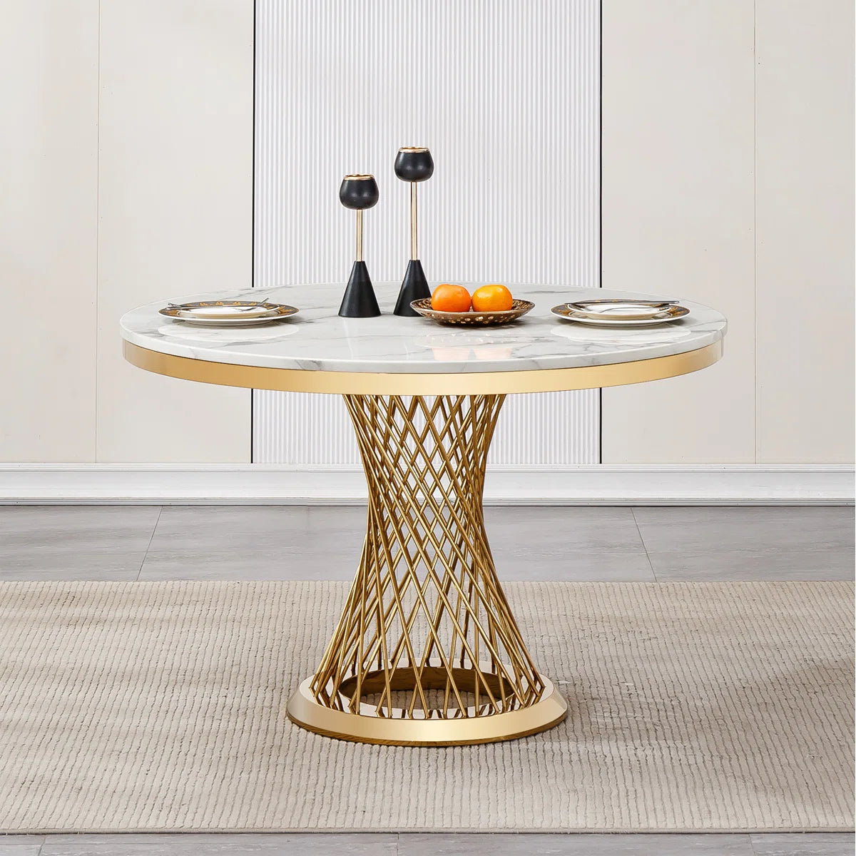 47" 6 - Person Round Marble Dining Table set