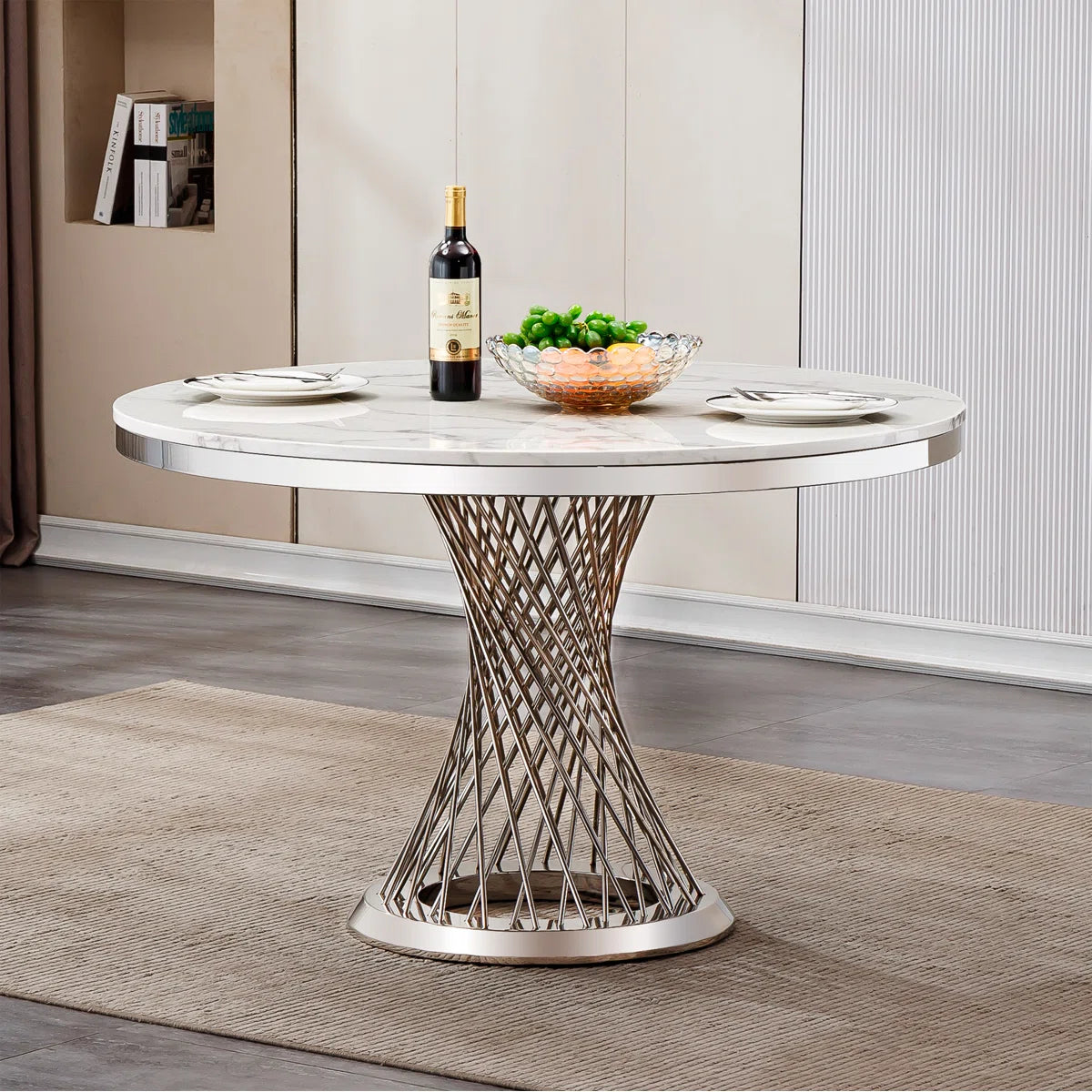 47" 6 - Person Round Marble Dining Table set