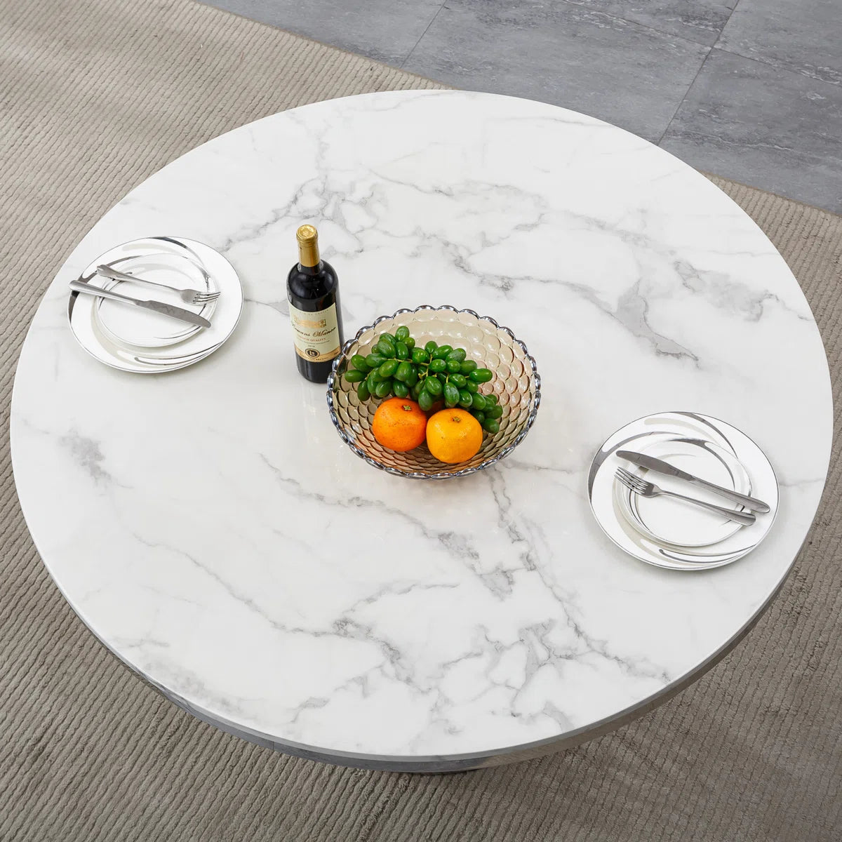 47" 6 - Person Round Marble Dining Table set