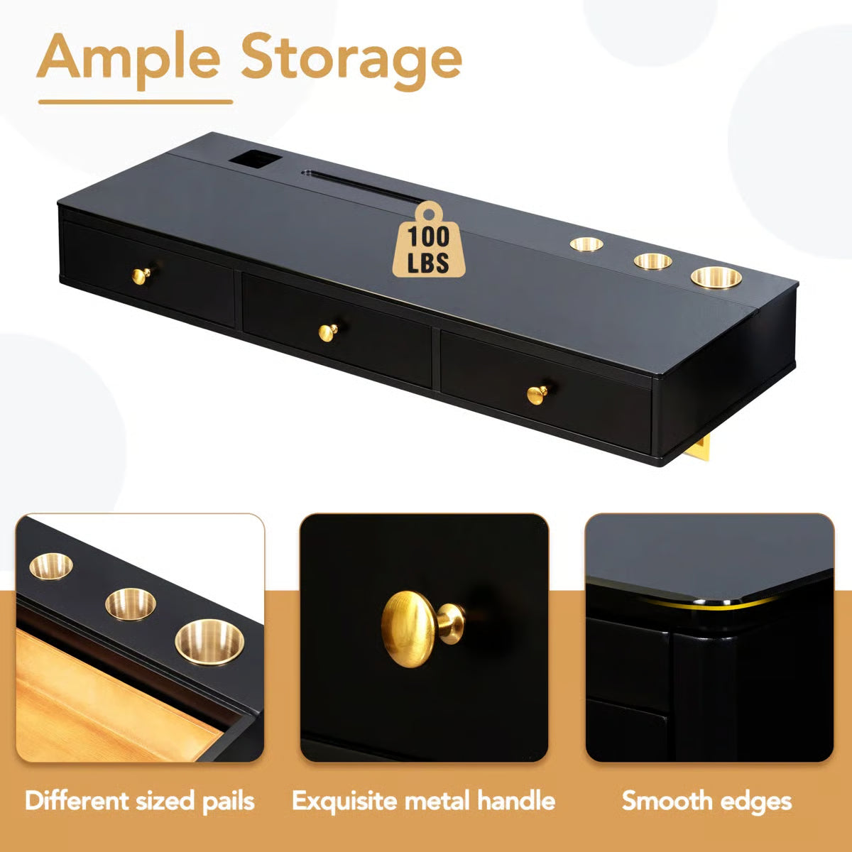 47 Inch Floating Shelf with Storage Drawer Contemporary Design