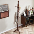 Ouch Cart Wooden Coat Stand | Freestanding Solid Wood Clothes Hanger with Multiple Hooks for Home