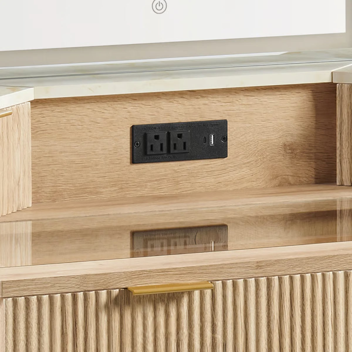 48" Corner Vanity Table with 3 LED Mirrors and Storage Drawers