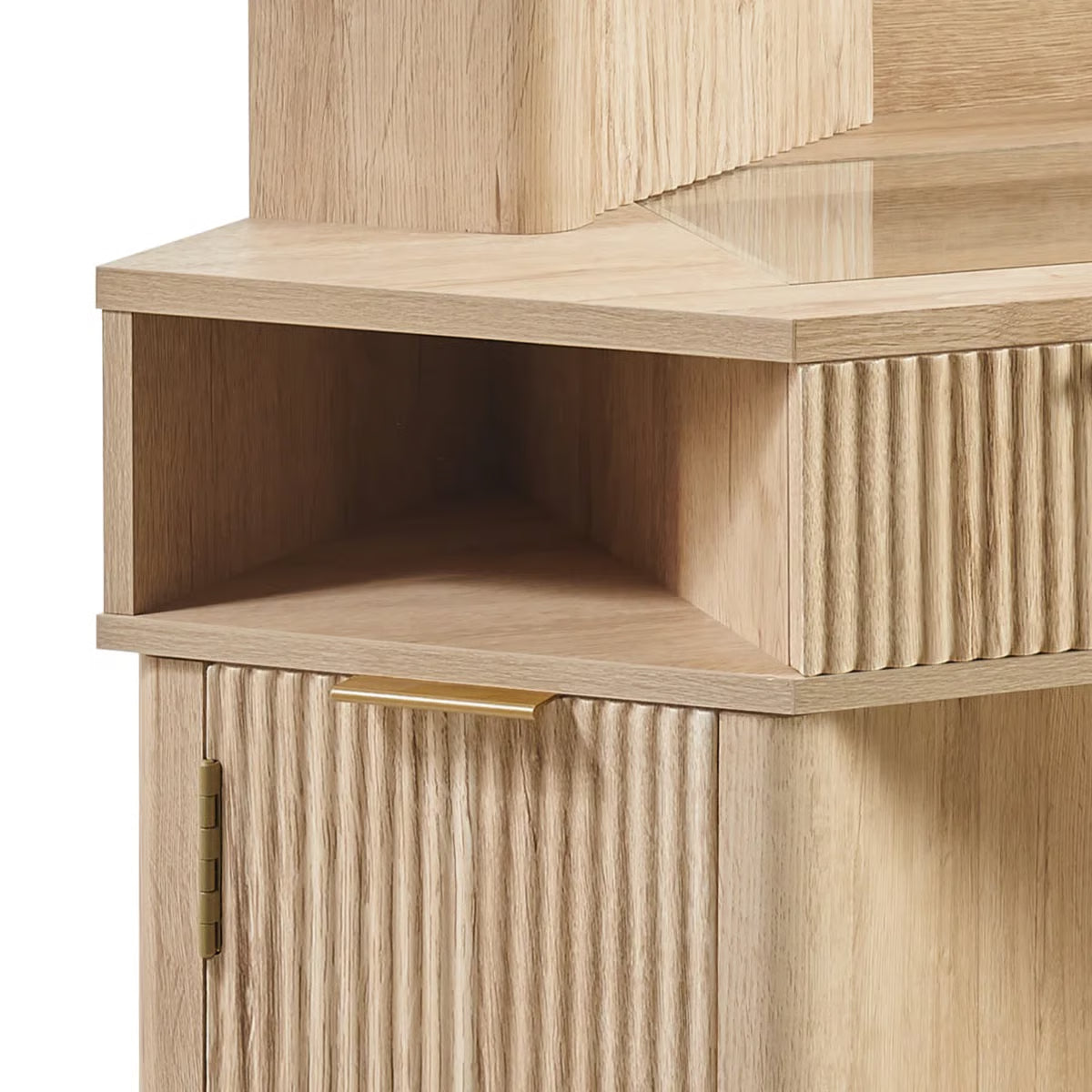 48" Corner Vanity Table with 3 LED Mirrors and Storage Drawers