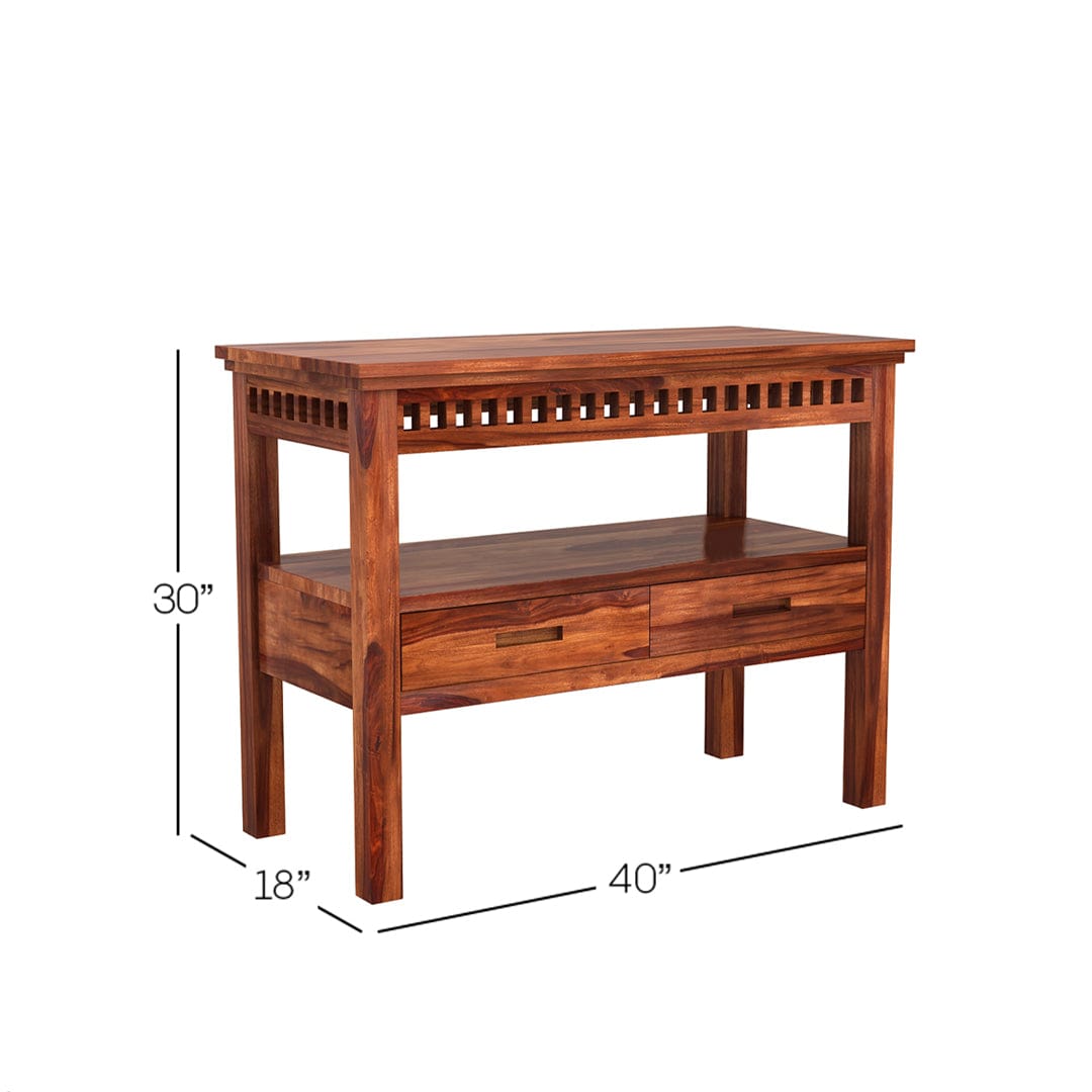 Adolph Console Table With Storage (Honey Finish)