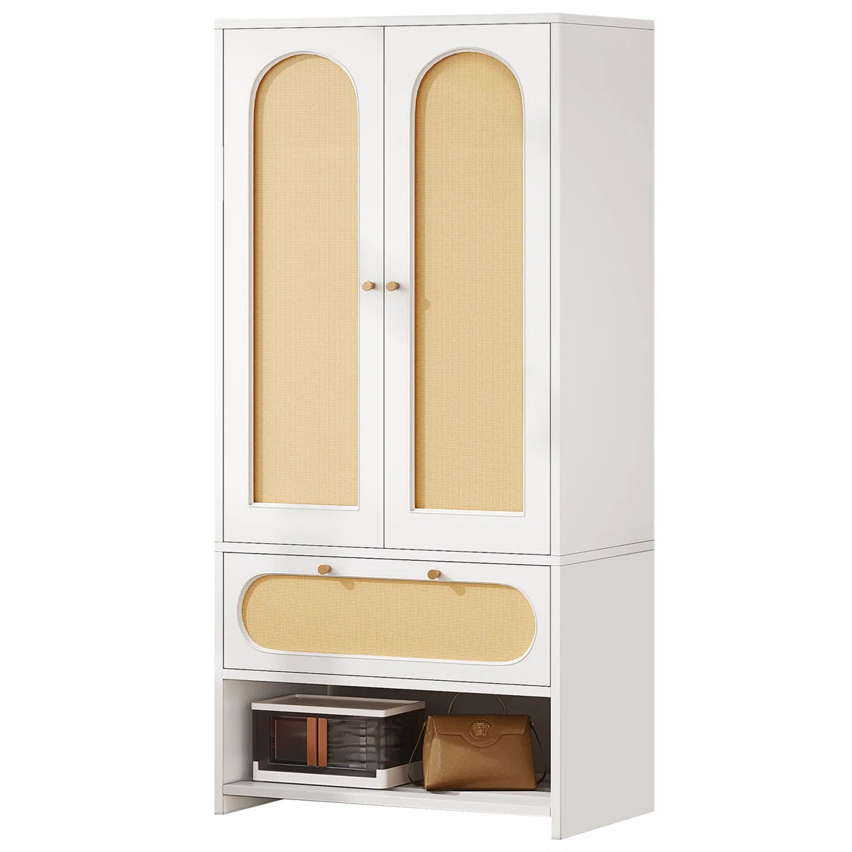 Elegant Sigmund Wardrobe Armoire With Shelves And Hanging Space-OUCH CART | Wardrobe 