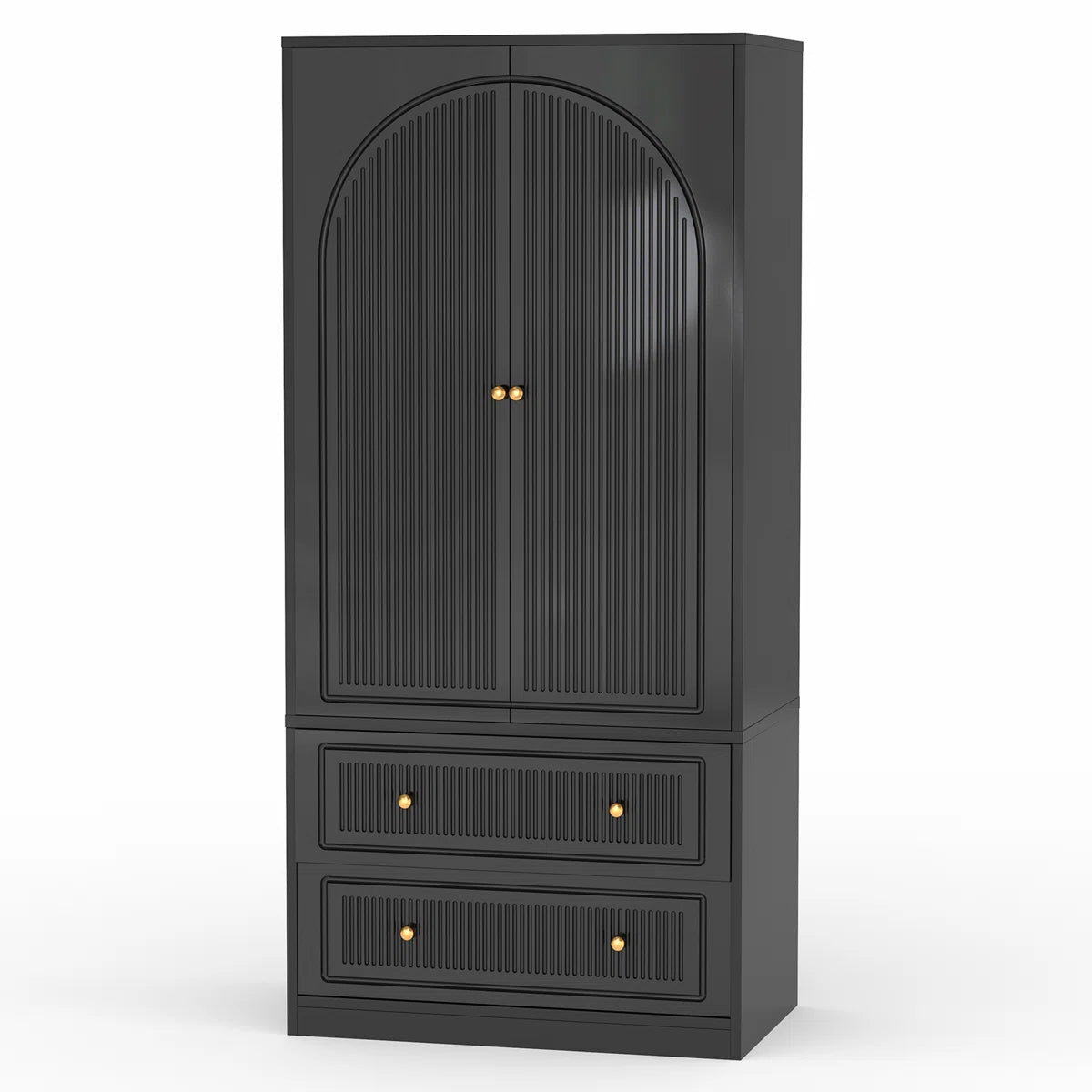 Winston Porter 70 Inch Tall Wardrobe Armoire Wooden Closet with Drawers White and Black-OUCH CART | Wardrobe 