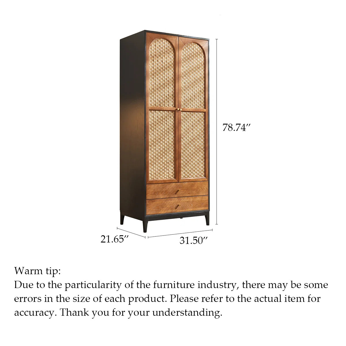 Retro Mid-Century Wardrobe – Solid Wood Bedroom Armoire with Classic Design-OUCH CART |Wardrobe 