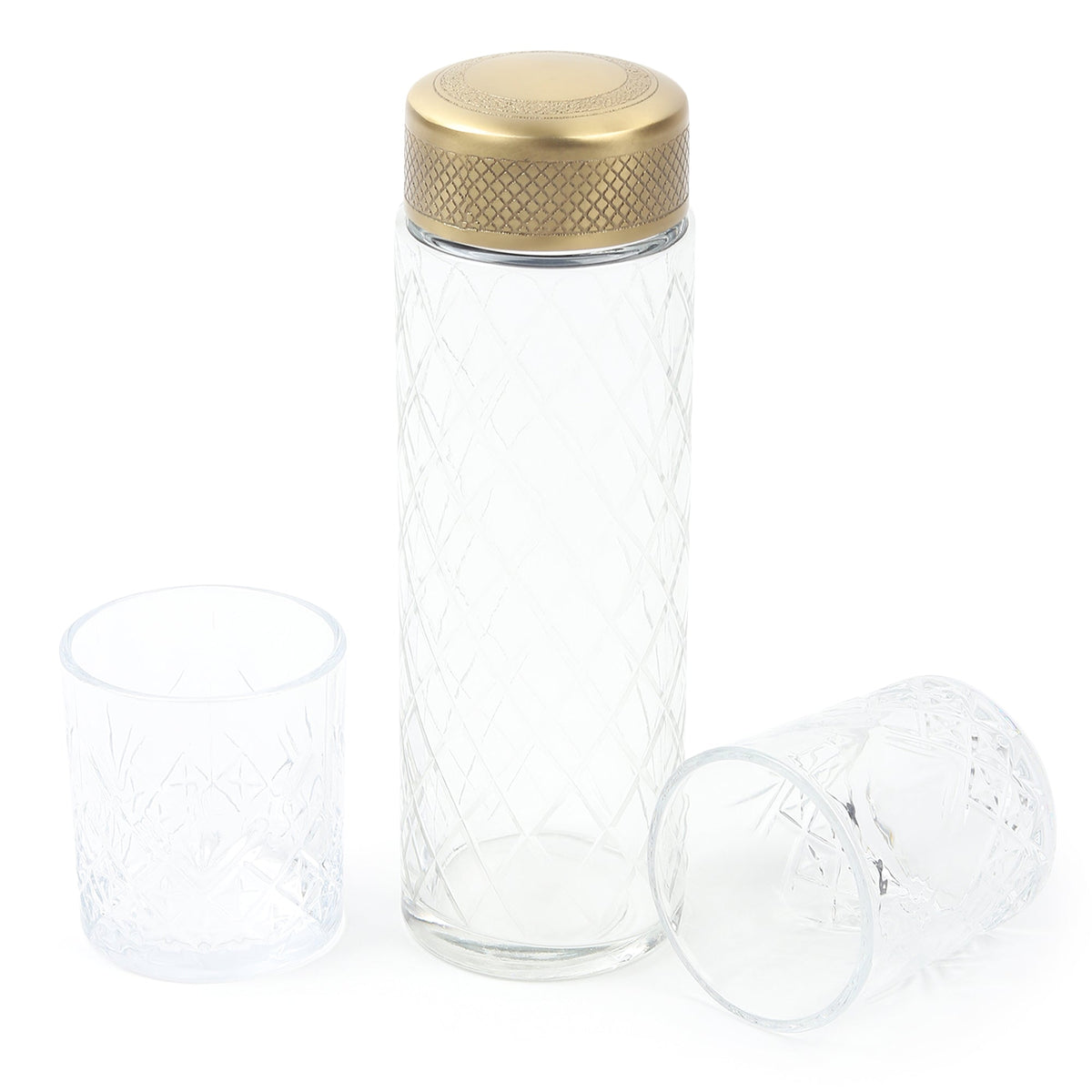 Brass Verre Prism Bottle & Glass Set M.M.I. OVERSEAS