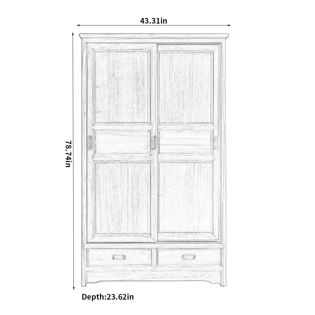 Classic Solid Wood Wardrobe – Vintage-Style Bedroom Storage Cabinet-OUCH CART | Wardrobe 