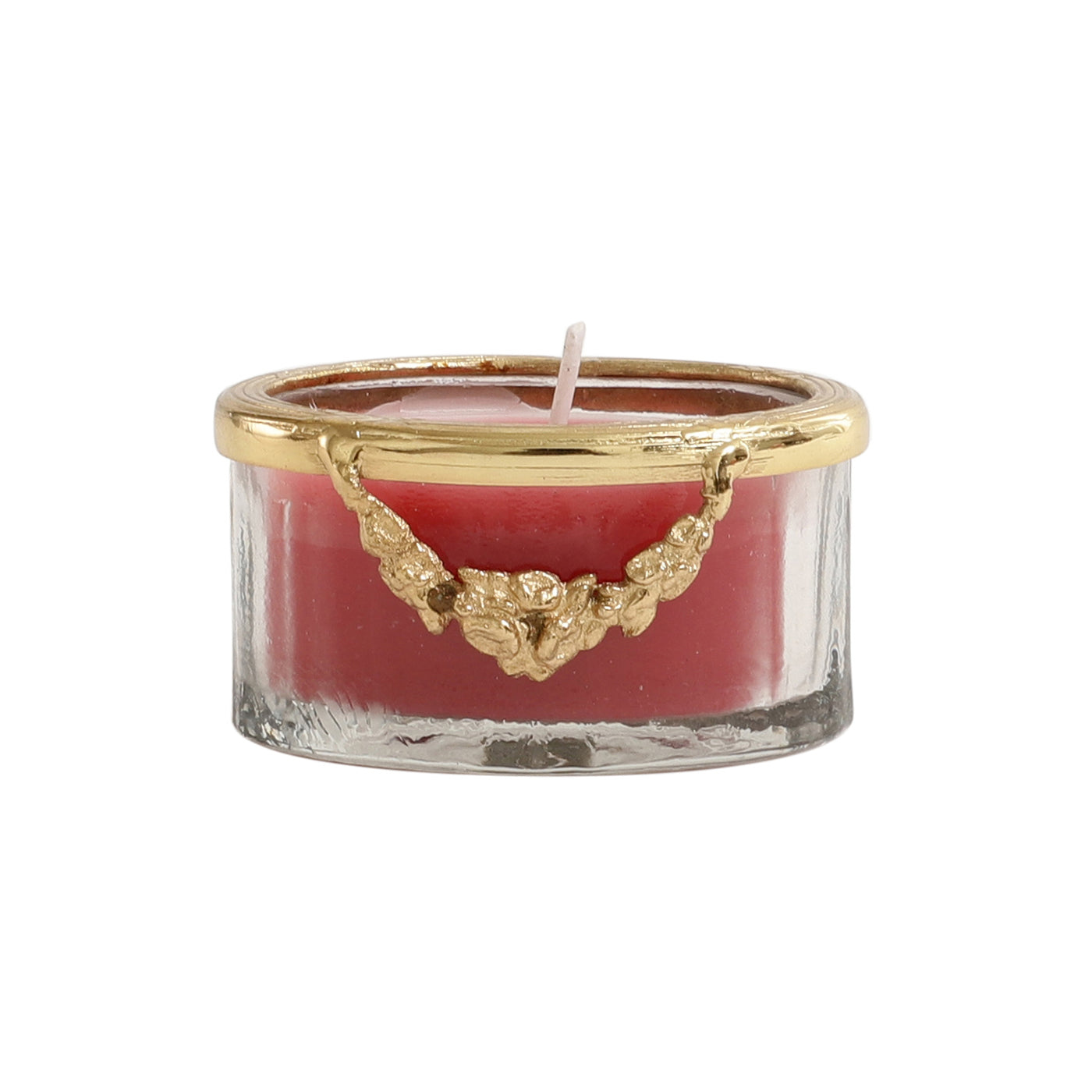 Cherry Blossom Red Scented Candle Jar With Golden Ring