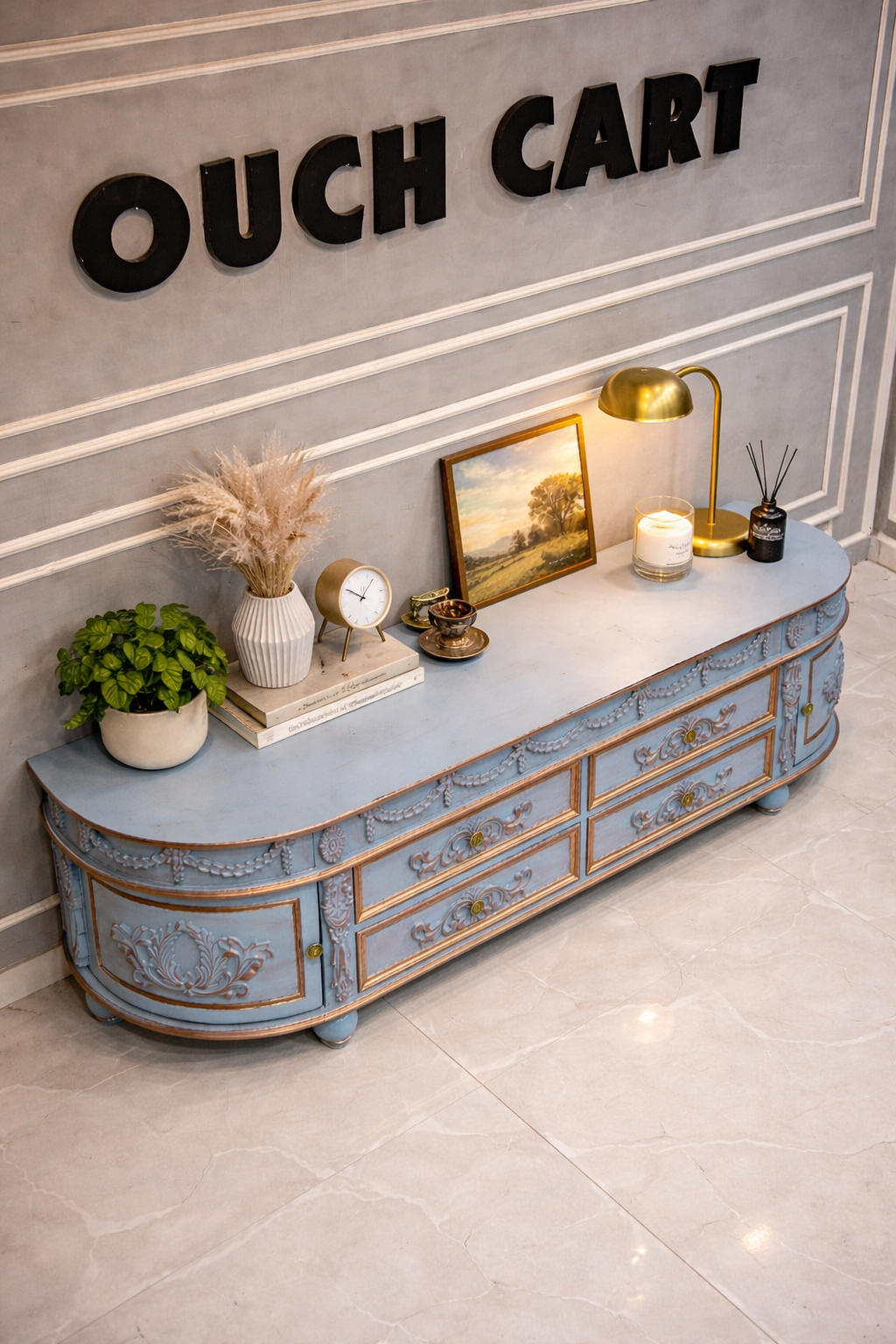 American Style Solid Wood Carved TV Cabinet