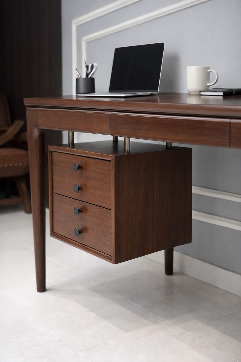 Modern Wooden Study Table with Storage Drawers | Home Office & Work Desk