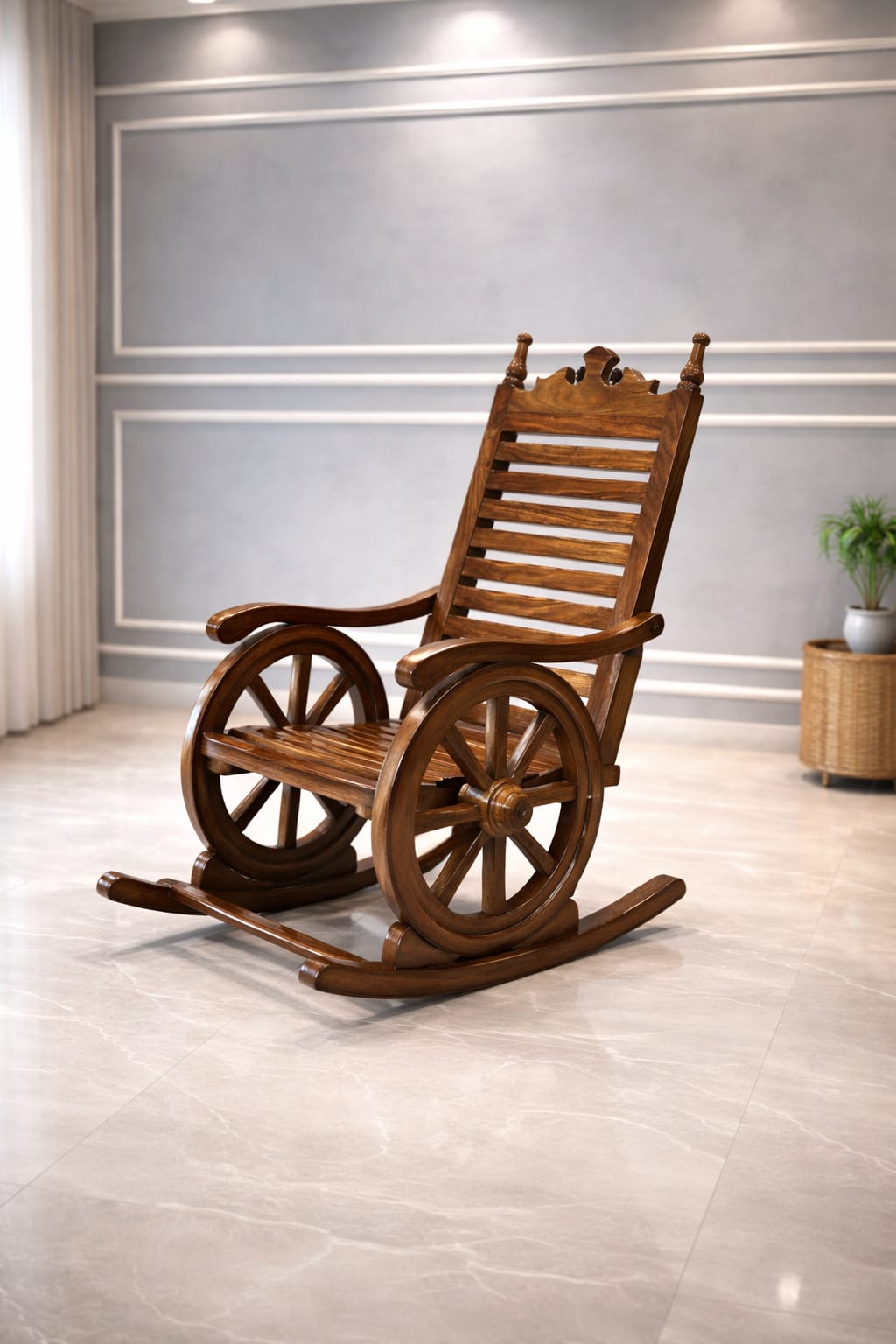 Harold Solid Wood Rocking Chair In Honey Oak Finish