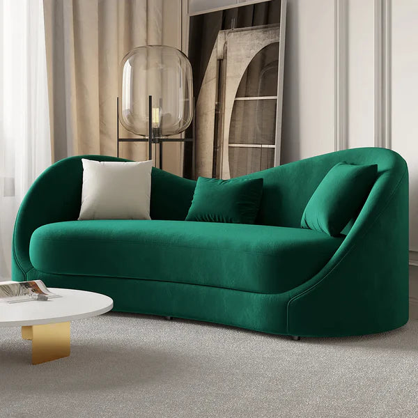Ryan Gray Velvet Upholstered Sofa 3-Seater Sofa Solid Wood Frame