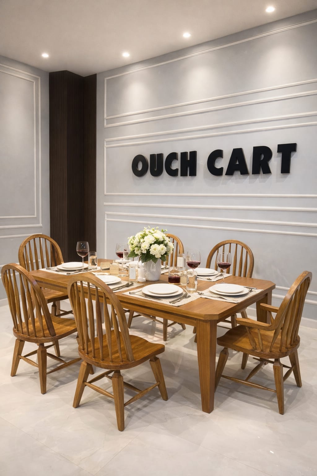 Solid Wood 6 Seater Dining Table Set with Windsor Back Chairs – Natural Oak Finish