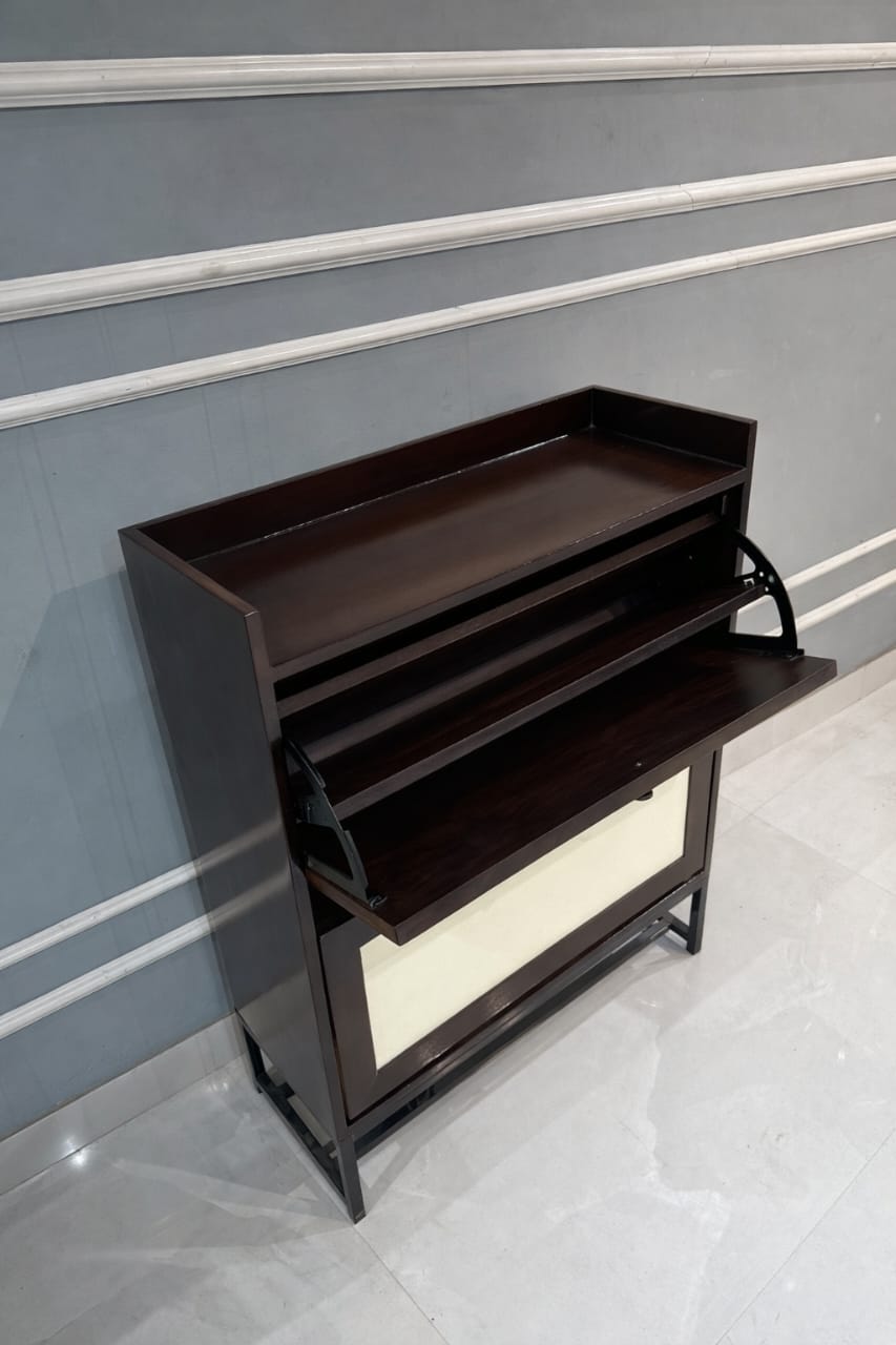 Modern Wooden Shoe Rack with Multi-Tier Flip Shelves | Space-Saving Storage Unit