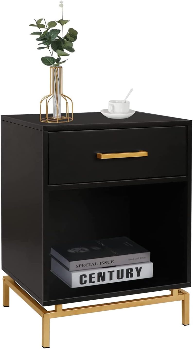 Ryan Wood Nightstand, 25" H Mid Century Modern Nightstand Bedside Table with Drawer for Bedroom Living Room ,