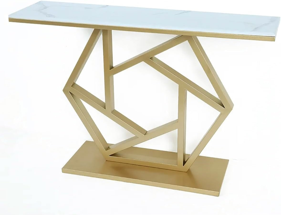 Contemporary Iron Console with Stylish Geometric Form and Elegant Metallic Sheen