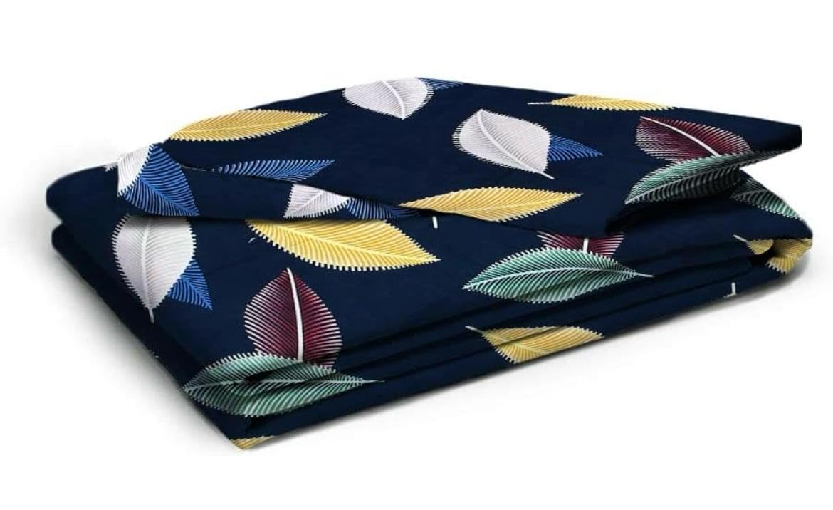 Single Bed Cotton Bedsheet with 1 Pillow Cover | 60 x 90 Inches | 240 TC Superfine Cotton | Botanical Print Flat Bedsheet | 17 x 27 Inch Pillow Cover | Summer Bedding